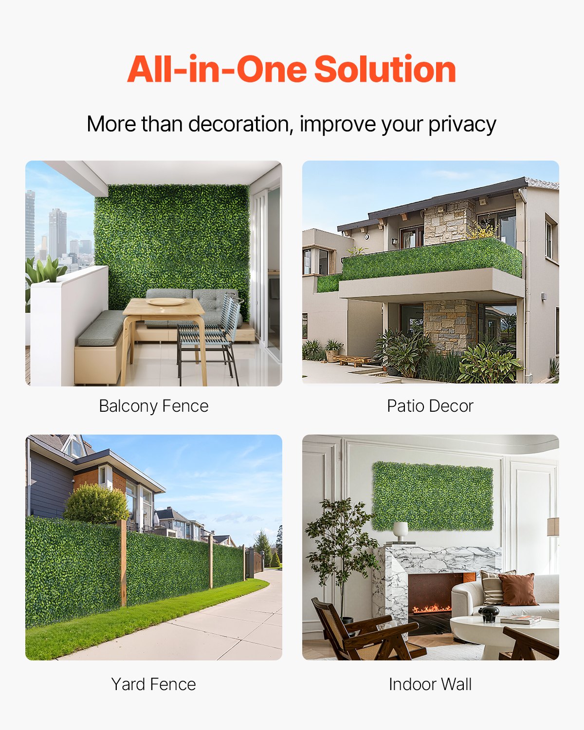 VEVOR Paneles de Césped Artificial para Pared 300x100 cm Césped Verde de Milán para Decoración Interior y Exterior 4800 Puntadas Cobertura de Valla de Hiedra Pantalla de Pared para Jardín, Patio