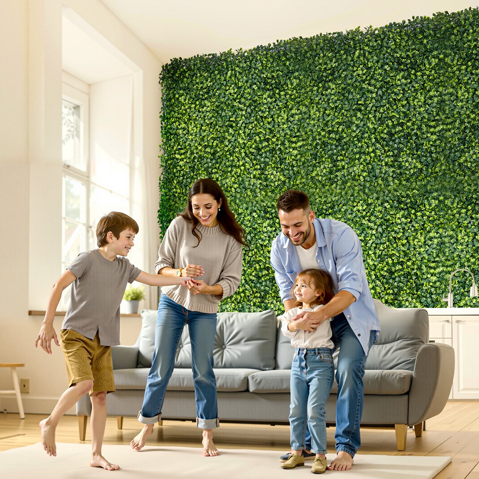 VEVOR Paneles de Césped Artificial para Pared 300x100 cm Césped Verde de Milán para Decoración Interior y Exterior 4800 Puntadas Cobertura de Valla de Hiedra Pantalla de Pared para Jardín, Patio