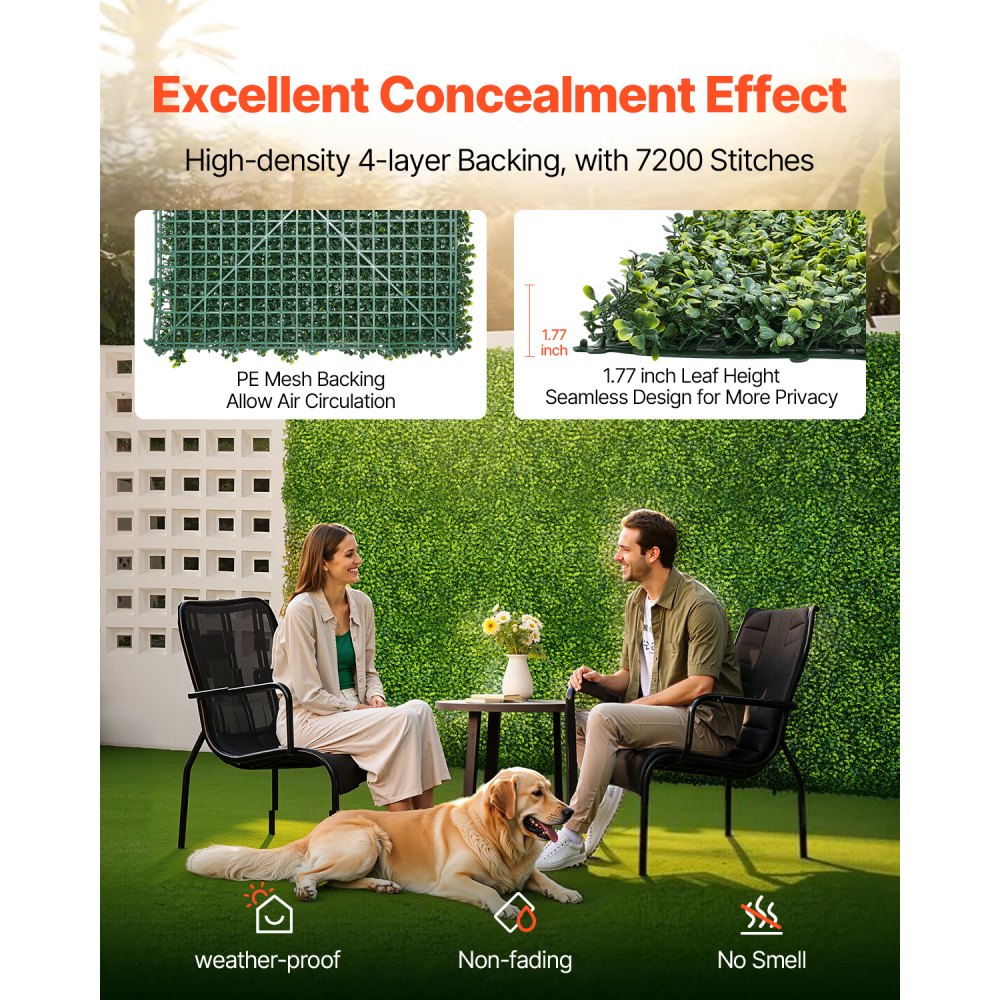 VEVOR Artificial Plant Wall, 3000x1500x40 mm, Milanese Grass, Boxwood Panel for Indoor & Outdoor Decoration & Ivy Fence Covering, Privacy Screen Backdrop, Hedge Screen for the Garden