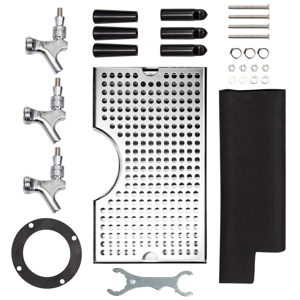 Vevor 14"x3" 3 Grifos Dispensador De Cerveza Torre Cerveza Con Bandeja De Goteo