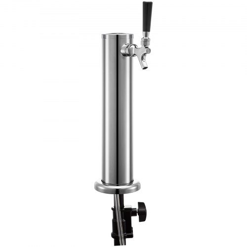 VEVOR Torre de Cerveza de Grifo Simple, 360 x 76 mm Torre de Barril de Cerveza, Diámetro de Base 110 mm Acero Inoxidable Torre para Dispensar Cerveza para Bares, Hoteles, Restaurantes, Cerveza Casera