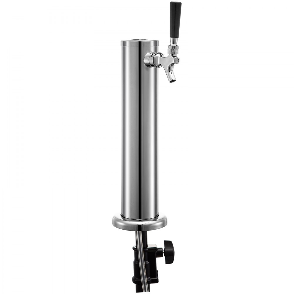 VEVOR Torre de Cerveza de Grifo Simple 360 x 76mm Torre de Barril de Cerveza Diámetro de Base 110mm Torre de Acero Inoxidable para Dispensar de Cerveza
