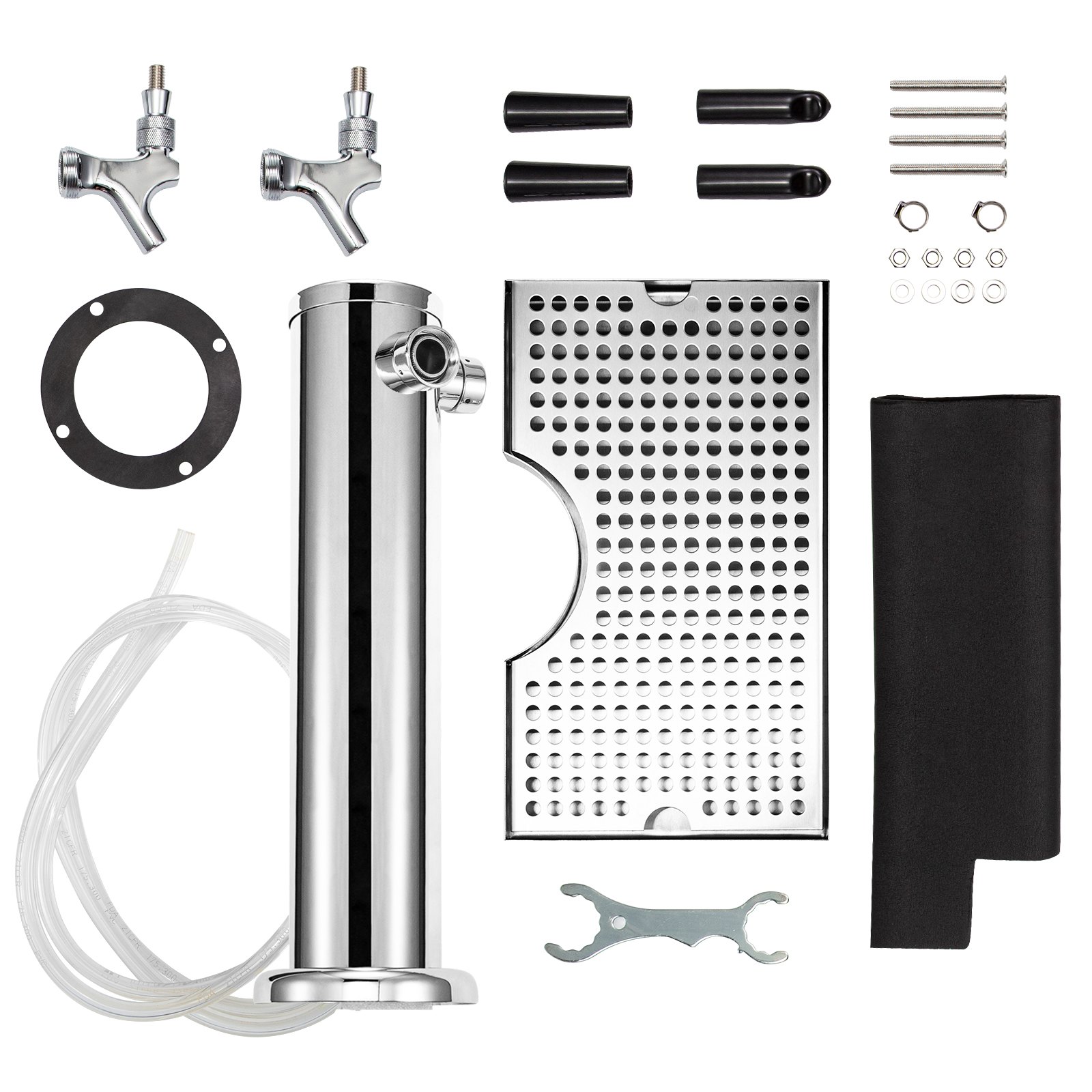 Vevor 14"x3" 2 Grifos Dispensador De Cerveza Torre Cerveza Con Bandeja De Goteo
