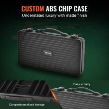 VEVOR Estuche de Póquer 300 Fichas de Póker de Clay y ABS 14g 40x3,3mm con 2 Barajas de Cartas Texas Holdem 1 Botón de Distribuidor y 2 Botones Ciegos para Juegos de Apuestas Blackjack Casino en Casa