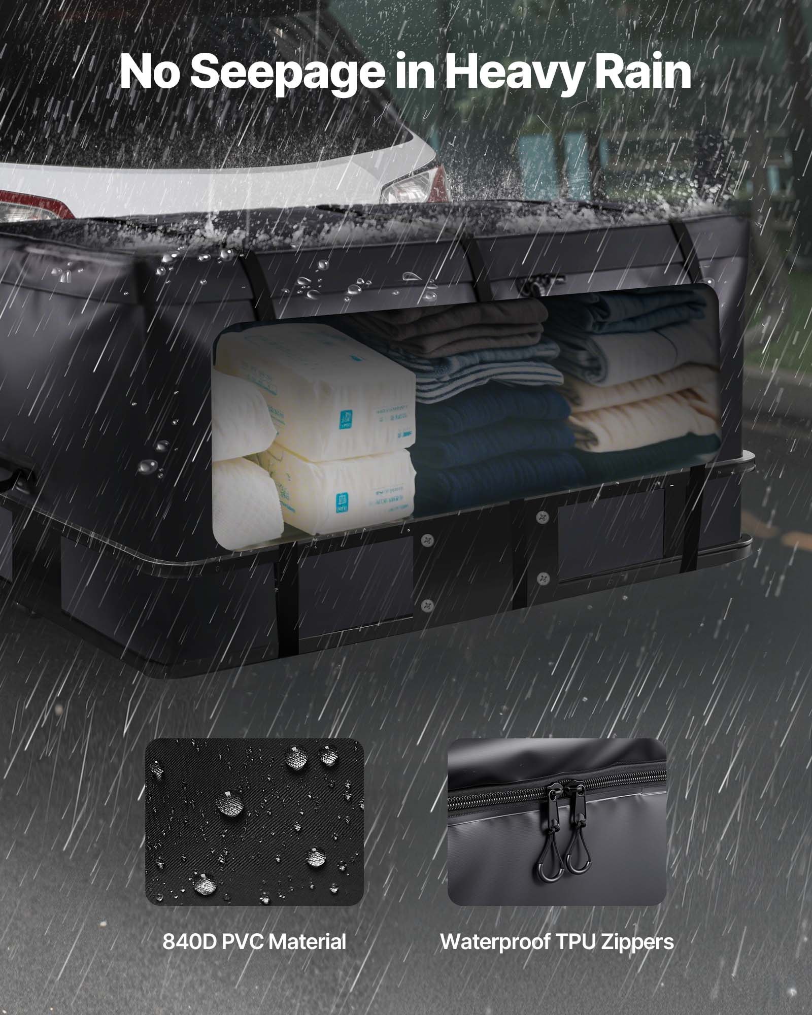 VEVOR luggage carrier bag for towbar made of waterproof 840D-PVC (0.85 m³), luggage bag for storage on the loading area of trucks with reinforced straps for cars, SUVs and vans, black