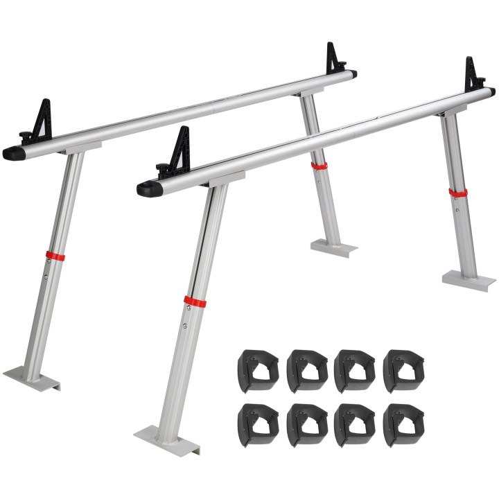 VEVOR Portaequipajes para Camioneta de Aluminio Carga 363kg Barras Transversales Universales Portaequipajes para Coches Ancho de 1803 mm Altura de 430-750 mm Abrazaderas en C para Kayak, Tabla de Surf