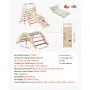 VEVOR Estructura de Escalada para Niños y Bebés, Gimnasio Montessori Plegable, con Carritos de Madera Cojín Rampa de Tobogán, Triángulo Pikler, Parque de Escalada de Interior, Aprendizaje para Niños