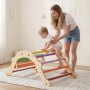 VEVOR Estructura de Escalada para Niños y Bebés, Gimnasio Montessori Plegable, con Xilófono Cojín Rampa de Tobogán Arco de Escalada, Triángulo Pikler, Juguete Multifuncional para Niños, Color Arcoíris