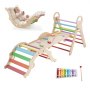 VEVOR Estructura de Escalada para Niños y Bebés, Gimnasio Montessori Plegable, con Xilófono Cojín Rampa de Tobogán Arco de Escalada, Triángulo Pikler, Juguete Multifuncional para Niños, Color Arcoíris
