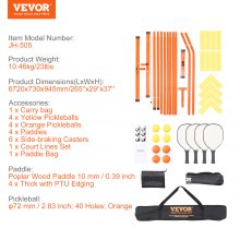 VEVOR Juego de red de Pickleball, sistema de Pickleball portátil de tamaño reglamentario de 672 cm con bolsas, pelotas, raquetas, ruedas y líneas de cancha, marco de metal resistente a la intemperie