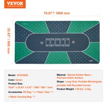 VEVOR Tablero de Mesa de Poker 180 x 90 cm Tapete de Mesa de Póquer, Verde