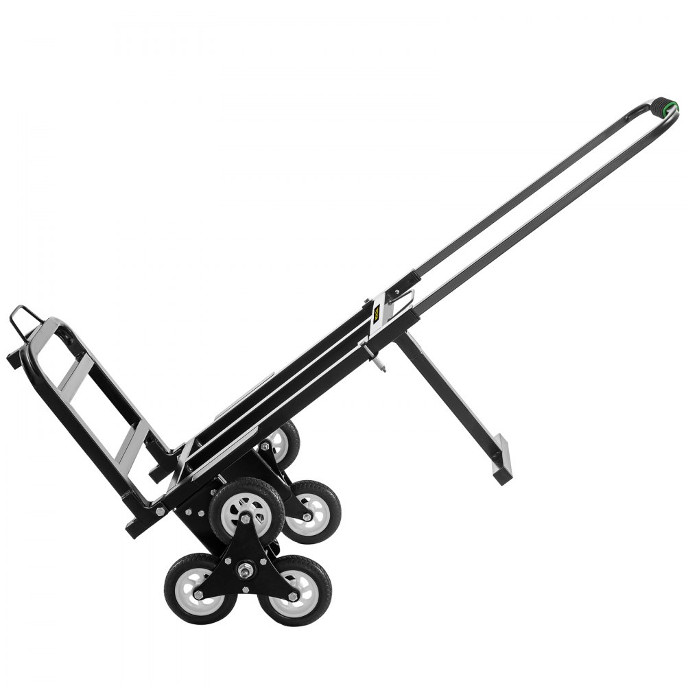 VEVOR Carrito de Mano para Escaleras 330 lbs (150 kg), Carretilla Escaladora Plegable de Acero, con Mango Ajustable de 1145 - 730 mm, Carro para Subir Escaleras con 6 Ruedas de Goma Sólidas y Estables