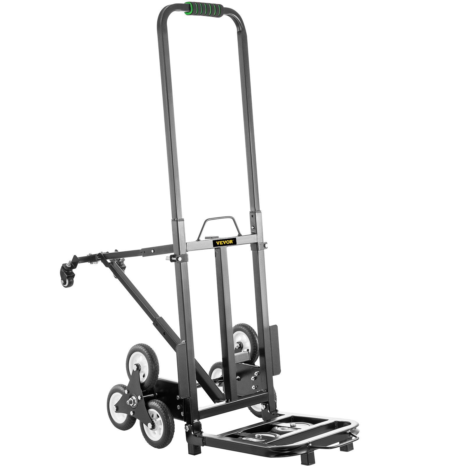 VEVOR Carretilla de Mano Portátil para Escalera de 330 lbs, Carro de Acero para Escaleras con Mango Ajustable de 1145-730 mm con 6 Ruedas