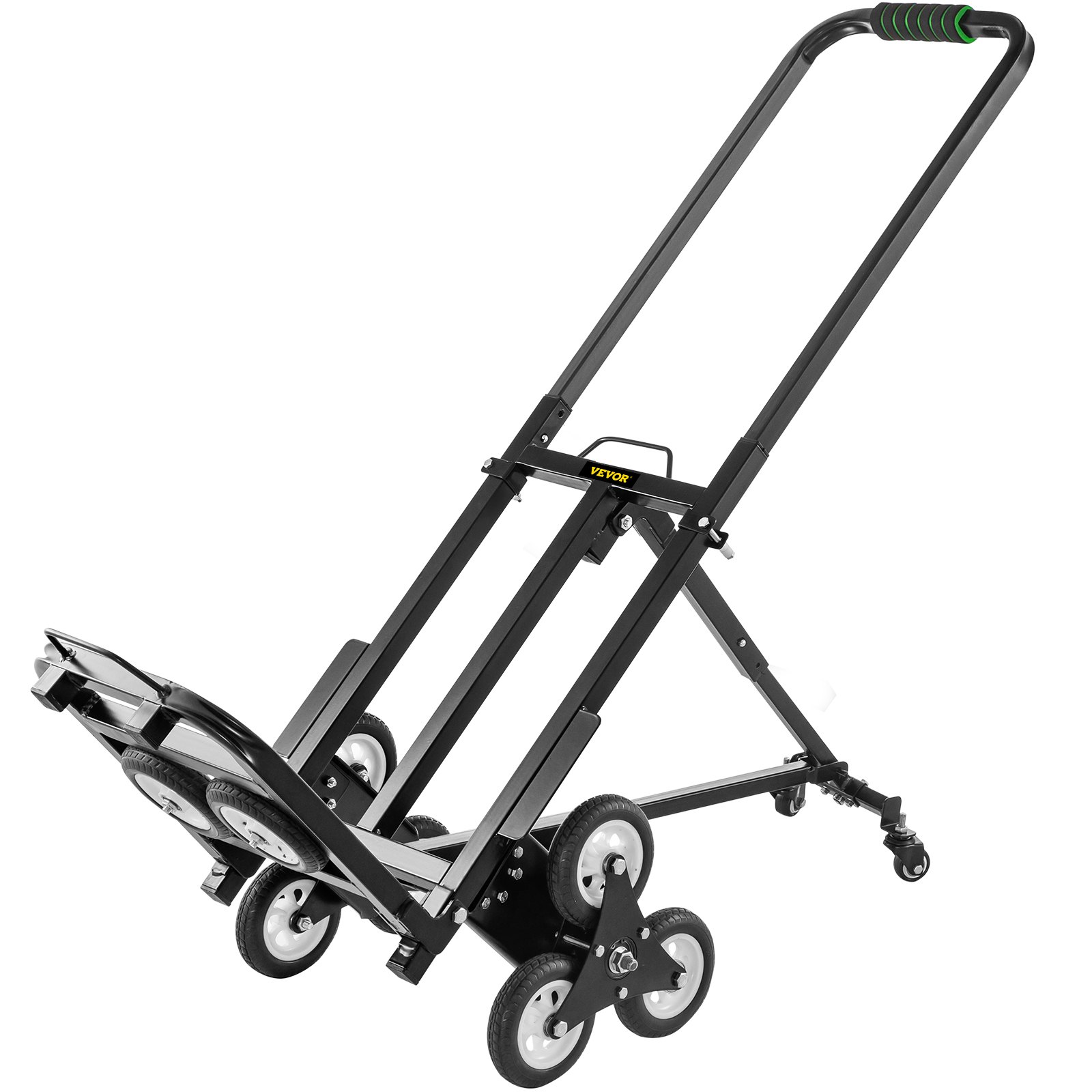 VEVOR Carretilla de Mano Portátil para Escalera de 330 lbs, Carro de Acero para Escaleras con Mango Ajustable de 1145-730 mm con 6 Ruedas