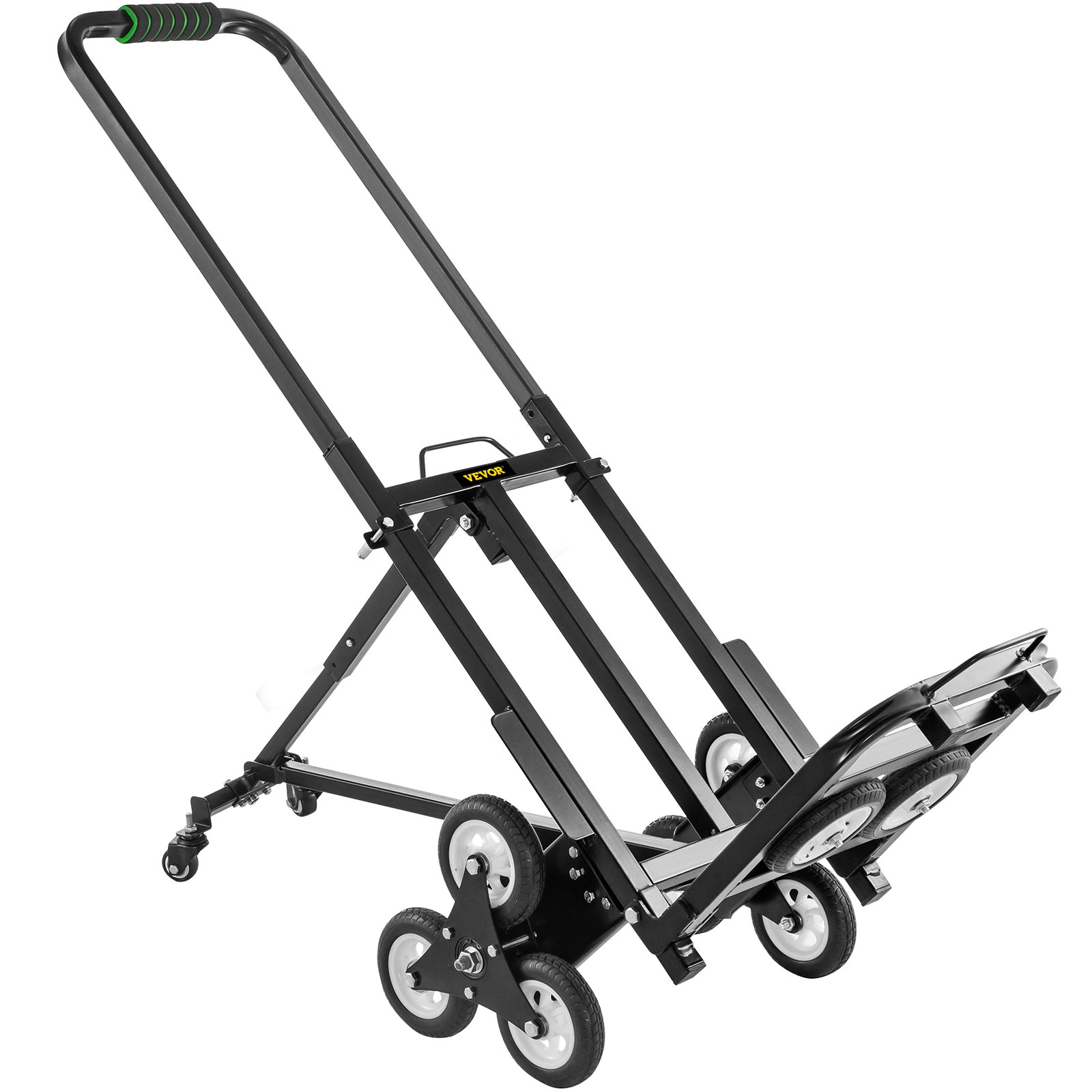 VEVOR Carretilla de Mano Portátil para Escalera de 330 lbs, Carro de Acero para Escaleras con Mango Ajustable de 1145-730 mm con 6 Ruedas