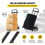 VEVOR Carro para Escaleras de 460 lbs (209 kg) Portátil, Carretilla Manual Plegable 6 Ruedas de Goma Estables, Carrito de Transporte Elevada con Mango Ajustable 1145 - 730 mm con Cuerda de Sujeción