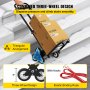 VEVOR Carro para Escaleras de 460 lbs (209 kg) Portátil, Carretilla Manual Plegable 6 Ruedas de Goma Estables, Carrito de Transporte Elevada con Mango Ajustable 1145 - 730 mm con Cuerda de Sujeción