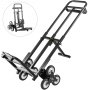 VEVOR Carro para Escaleras de 460 lbs (209 kg) Portátil, Carretilla Manual Plegable 6 Ruedas de Goma Estables, Carrito de Transporte Elevada con Mango Ajustable 1145 - 730 mm con Cuerda de Sujeción
