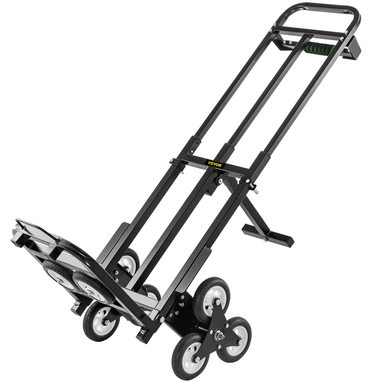 VEVOR Carretilla de Mano Portátil para Escaleras con Mango Ajustable 1145 - 730 mm, Carro para Escaleras Acero Plegable Capacidad de 460 lbs (209 kg), Carrito Compra Escalera con Ruedas Estables