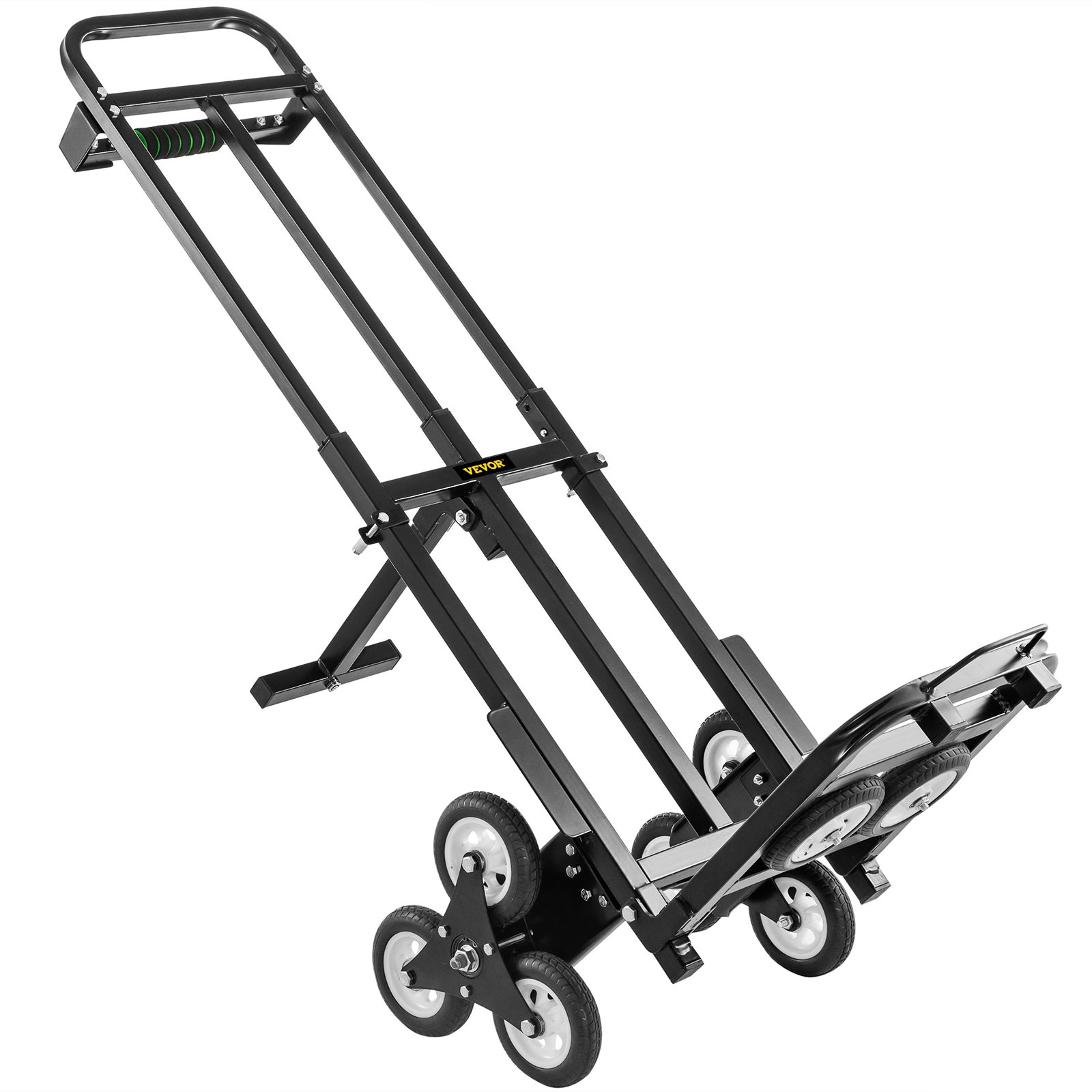 VEVOR Carretilla de Mano Portátil para Escaleras con Mango Ajustable 1145 - 730 mm, Carro para Escaleras Acero Plegable Capacidad de 460 lbs (209 kg), Carrito Compra Escalera con Ruedas Estables