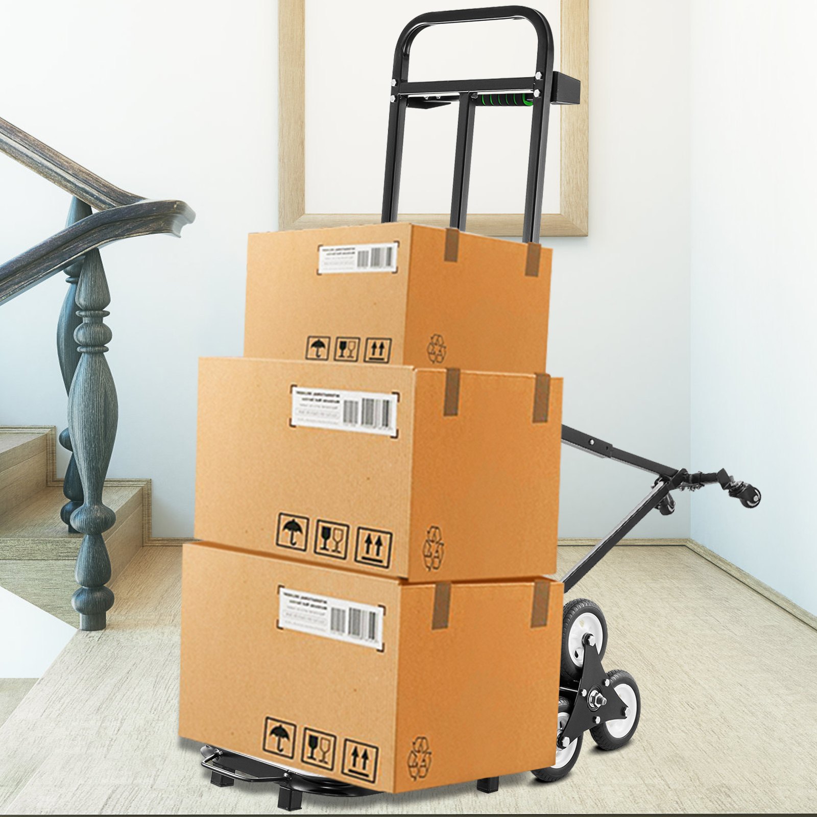 VEVOR Carro para Subir Escalera Plegable 209 kg Carretilla de Mano con 6 Ruedas