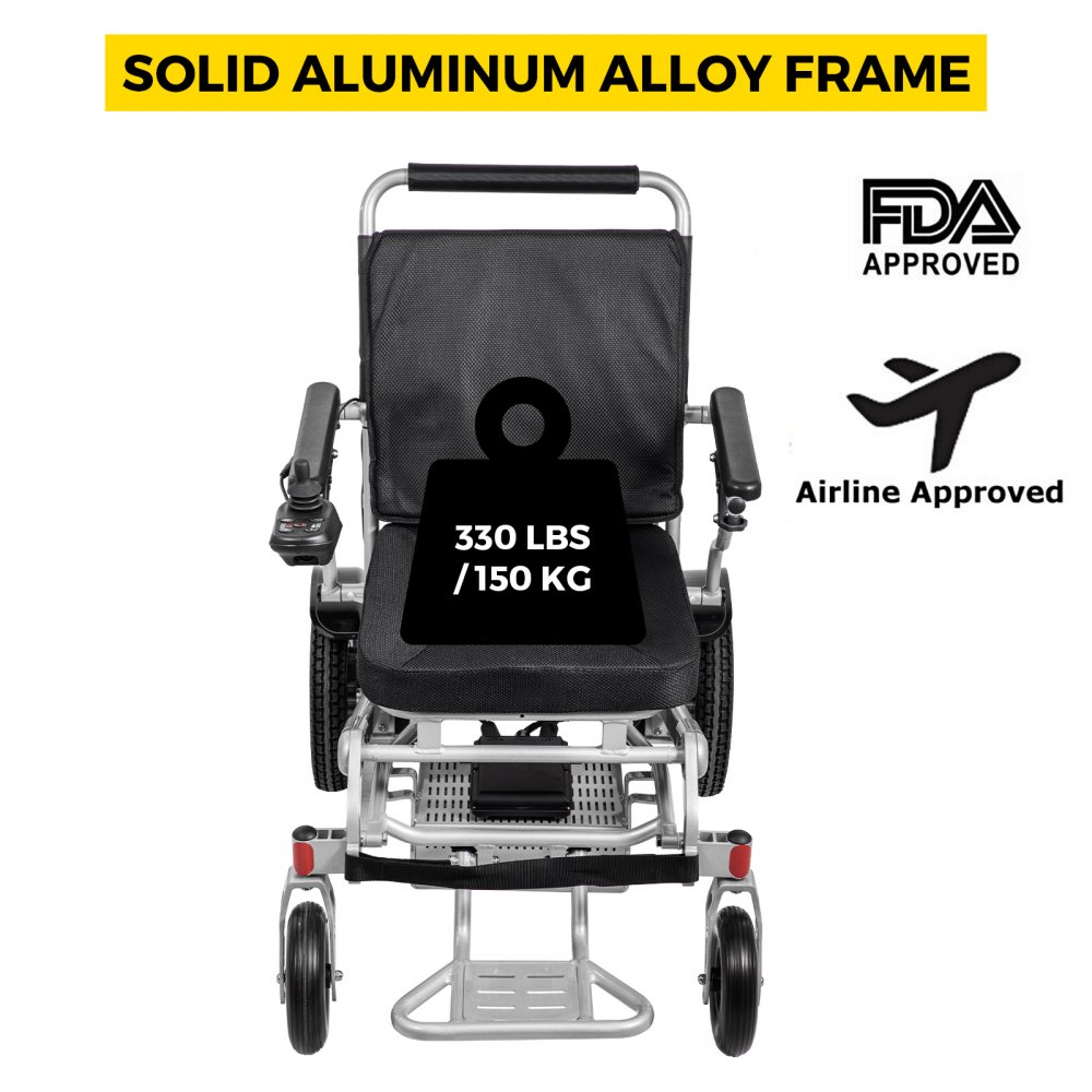 VEVOR Silla de Ruedas Eléctrica Plegable 6 km/h de Velocidad, Silla con Ruedas 28 kg Aleación de Aluminio, Silla de Ruedas Ligera Recargable para Adultos, Motor 250 W x 2 PCS con Cargador de Batería