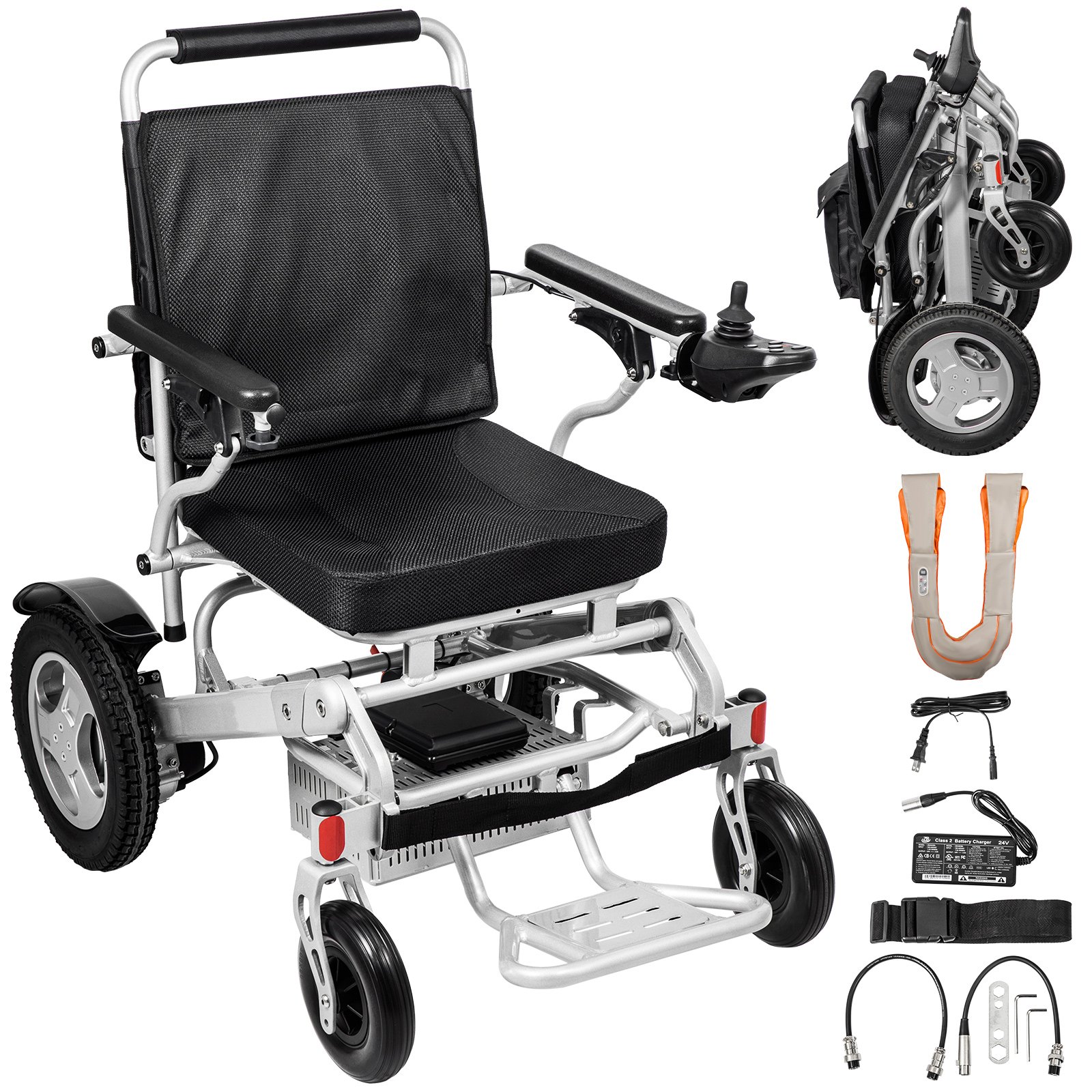 VEVOR Silla de Ruedas Eléctrica Plegable 6 km/h de Velocidad, Silla con Ruedas 28 kg Aleación de Aluminio, Silla de Ruedas Ligera Recargable para Adultos, Motor 250 W x 2 PCS con Cargador de Batería