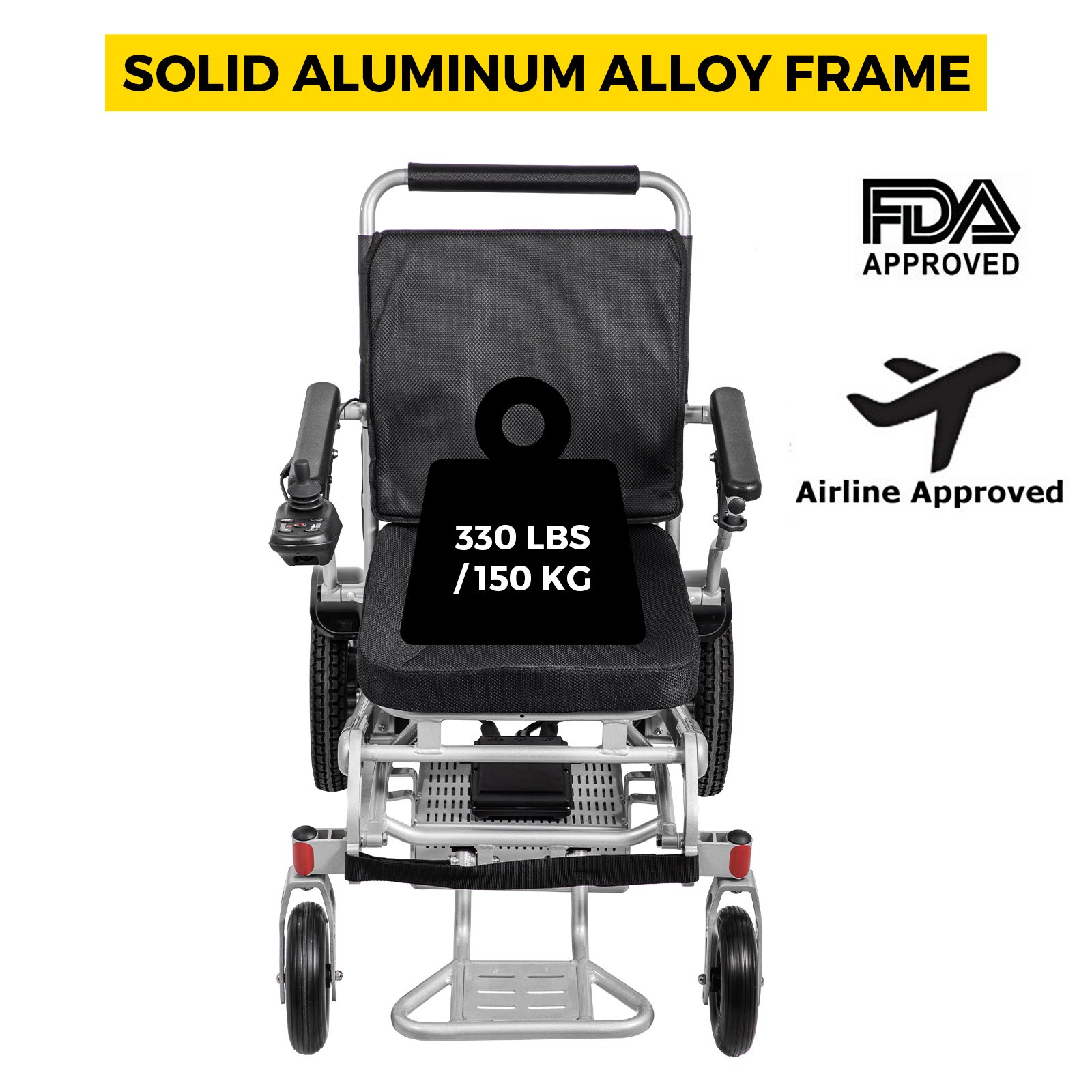 VEVOR Silla de Ruedas Eléctrica Plegable 6 km/h de Velocidad, Silla con Ruedas 28 kg Aleación de Aluminio, Silla de Ruedas Ligera Recargable para Adultos, Motor 250 W x 2 PCS con Cargador de Batería