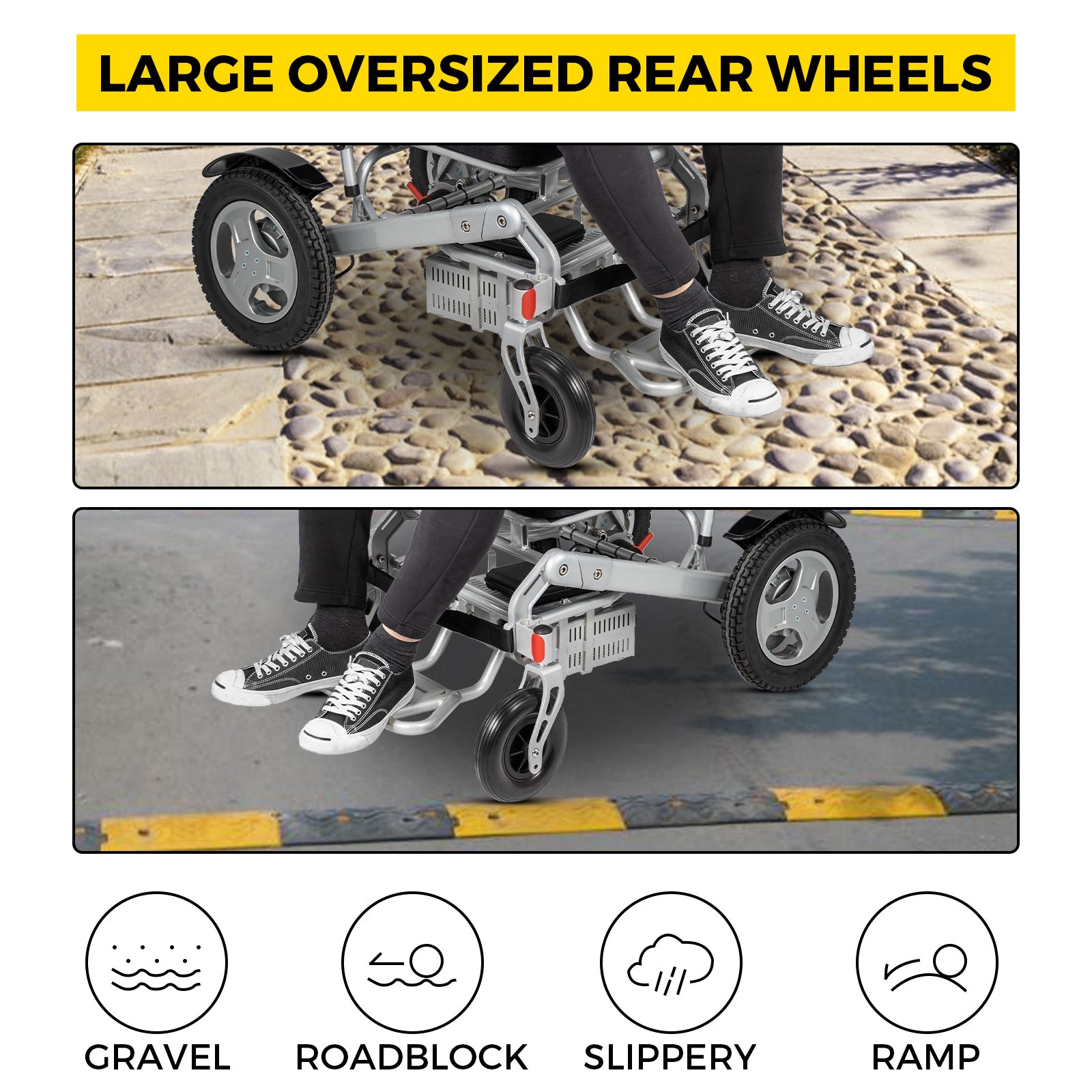 VEVOR Silla de Ruedas Eléctrica Plegable 6 km/h de Velocidad, Silla con Ruedas 28 kg Aleación de Aluminio, Silla de Ruedas Ligera Recargable para Adultos, Motor 250 W x 2 PCS con Cargador de Batería