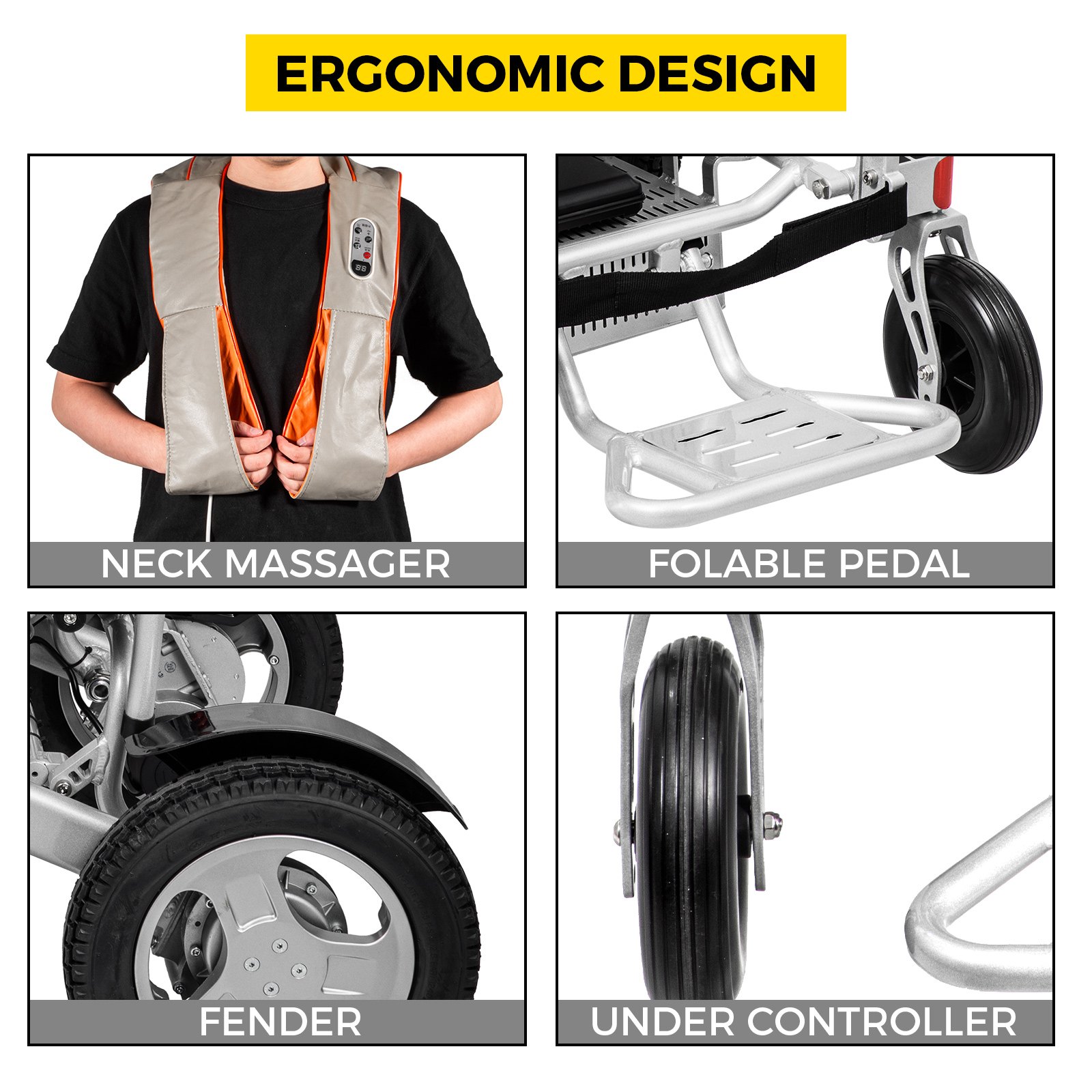 VEVOR Silla de Ruedas Eléctrica Plegable 6 km/h de Velocidad, Silla con Ruedas 28 kg Aleación de Aluminio, Silla de Ruedas Ligera Recargable para Adultos, Motor 250 W x 2 PCS con Cargador de Batería