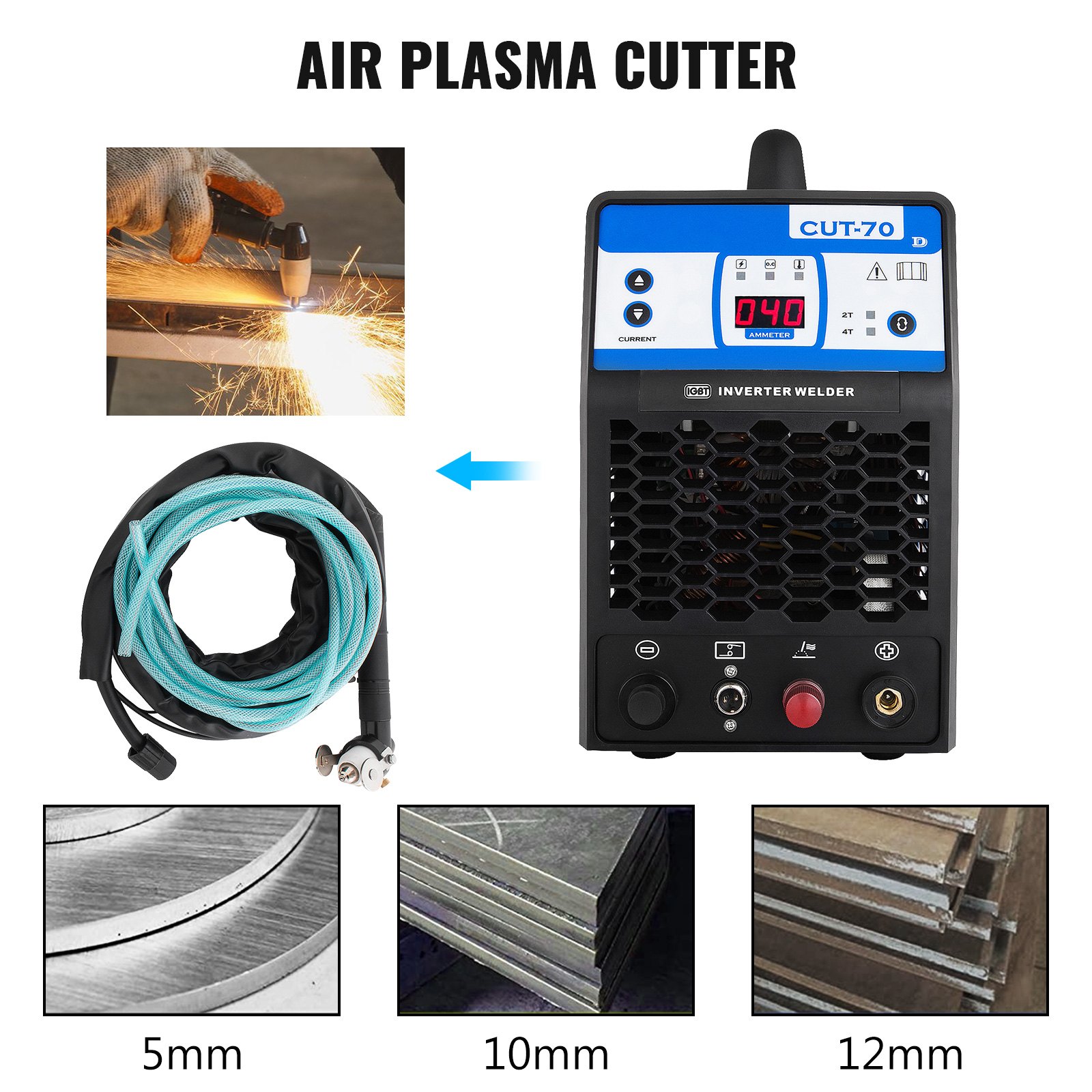 Cortador De Plasma Inverter Portátil Con Manómetro Impermeable 380v 70a 25mm