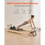 VEVOR Reformer de Pilates Plegable de Madera Máquina de Pilates para Gimnasio Equipo de Pilates Doble Resistencia Resorte y Cuerda Reformador con Caja para Sentarse Hasta 181,4kg, 238 x 68 x 57 cm