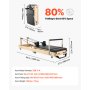 VEVOR Reformer de Pilates Plegable de Madera Máquina de Pilates para Gimnasio Equipo de Pilates Doble Resistencia Resorte y Cuerda Reformador con Caja para Sentarse Hasta 181,4kg, 238 x 68 x 57 cm