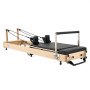 VEVOR Reformer de Pilates Plegable de Madera Máquina de Pilates para Gimnasio Equipo de Pilates Doble Resistencia Resorte y Cuerda Reformador con Caja para Sentarse Hasta 181,4kg, 238 x 68 x 57 cm