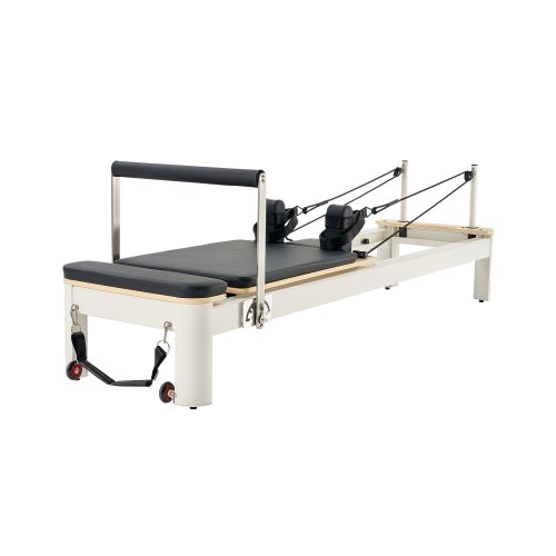 VEVOR Reformer de Pilates de Aleación de Aluminio Máquina de Pilates para Gimnasio con Cajón para Sentarse Equipo de Pilates Doble Resistencia Resorte y Cuerda Reformador Hasta 181,4kg, 245x71x93 cm