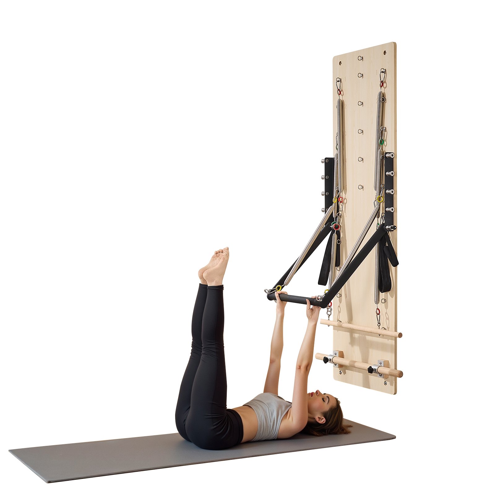 VEVOR Máquina de Pilates Reformer de Pared, Trampolín de Pilates de Madera de Arce, con Resortes de Resistencia, para Flexibilidad y Equilibrio en Gimnasio en Casa, 1830 x 560 x (800) x 620 mm