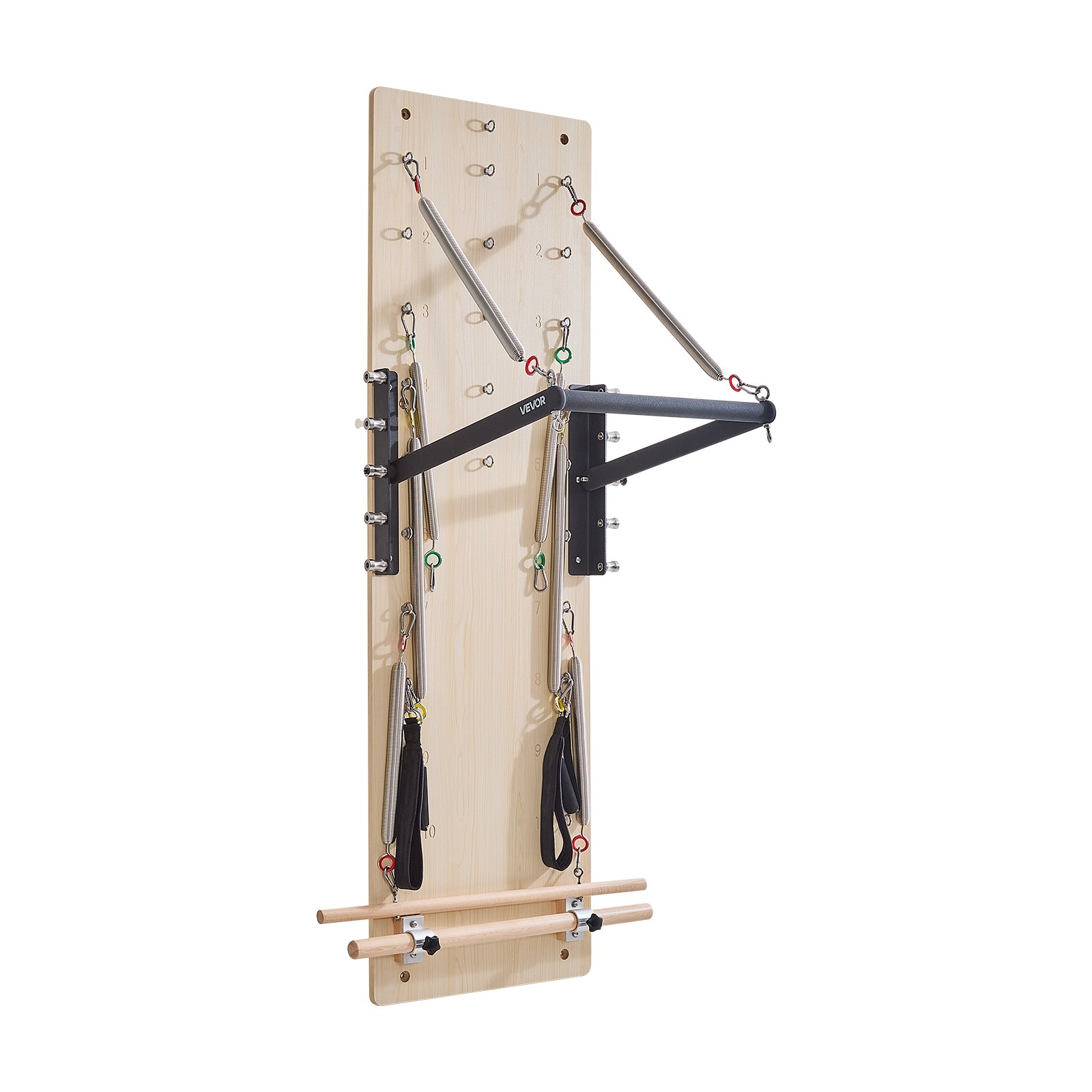 VEVOR Máquina de Pilates Reformer de Pared, Trampolín de Pilates de Madera de Arce, con Resortes de Resistencia, para Flexibilidad y Equilibrio en Gimnasio en Casa, 1830 x 560 x (800) x 620 mm