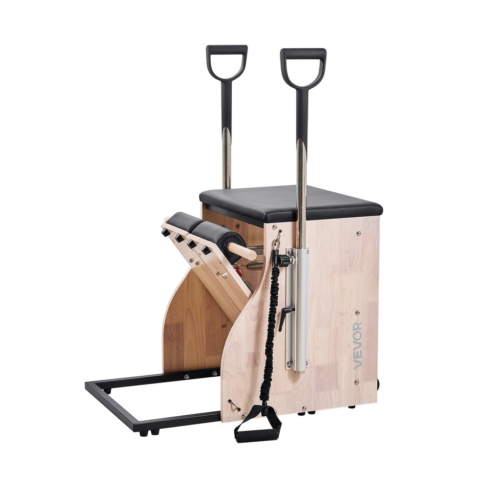 VEVOR Silla de Pilates, Combinación de Pedales Divididos y Estabilidad con Asas, Estructura de Madera Caucho, Equipo de Fitness para Yoga, Gimnasios en Casa y Estudios. 840 x 540 x (730) x 630 mm