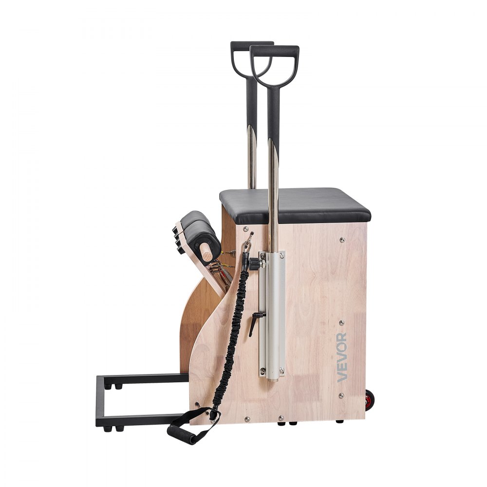 VEVOR Silla de Pilates, Combinación de Pedales Divididos y Estabilidad con Asas, Estructura de Madera Caucho, Equipo de Fitness para Yoga, Gimnasios en Casa y Estudios. 840 x 540 x (730) x 630 mm