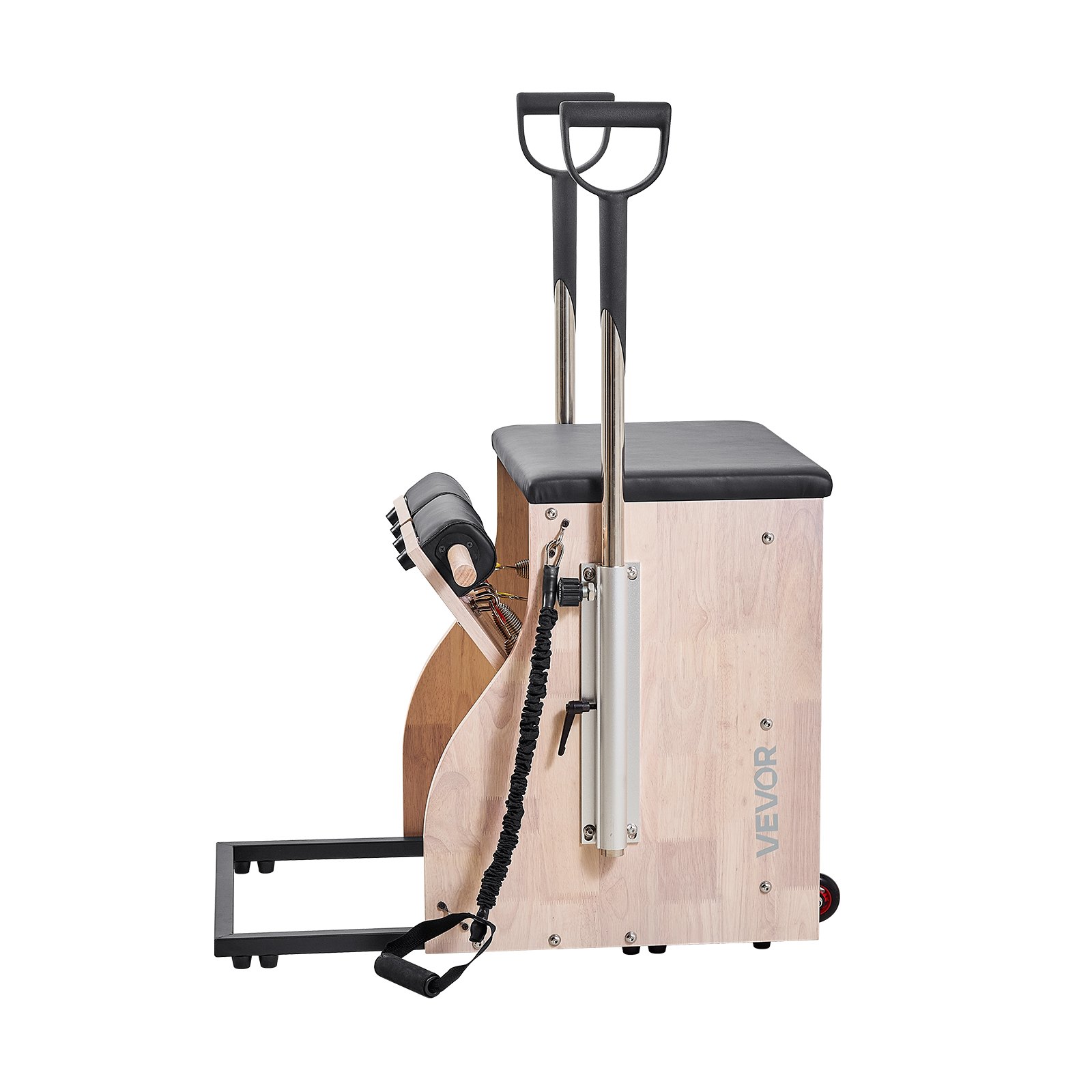 VEVOR Silla de Pilates, Combinación de Pedales Divididos y Estabilidad con Asas, Estructura de Madera Caucho, Equipo de Fitness para Yoga, Gimnasios en Casa y Estudios. 840 x 540 x (730) x 630 mm