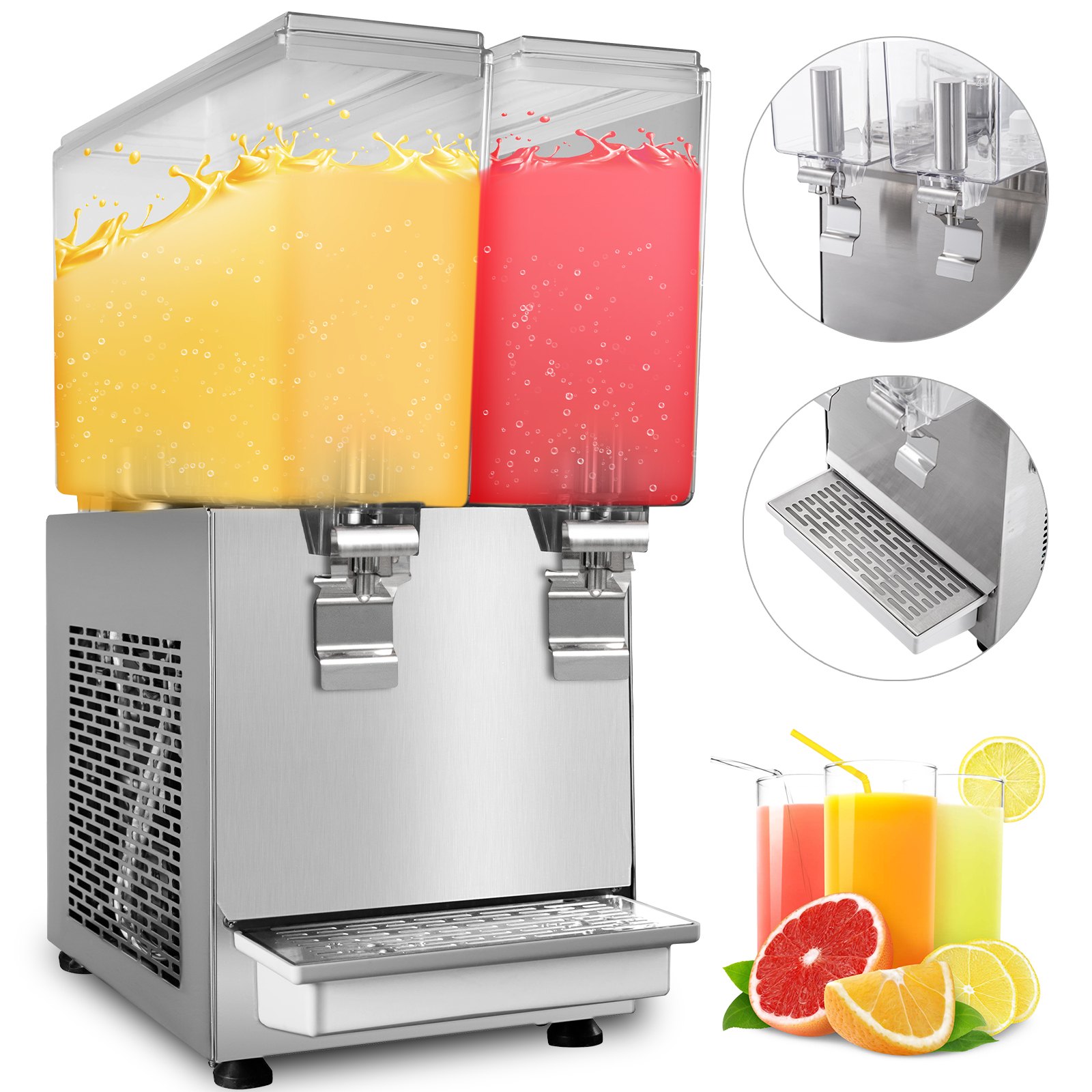 Dispensador De Jugo Comercial 2 Tanques * 12 L Dispensador De Bebidas Comercial