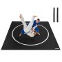 VEVOR 3x3m Wrestling Mat, Martial Arts Thick Mat for Home Gym Workouts Exercise, Waterproof PVC Roll-Up Training Mats with Circles, for Gymnastics, Tatami, Jiu Jitsu BJJ MMA Judo, Boxing, Black