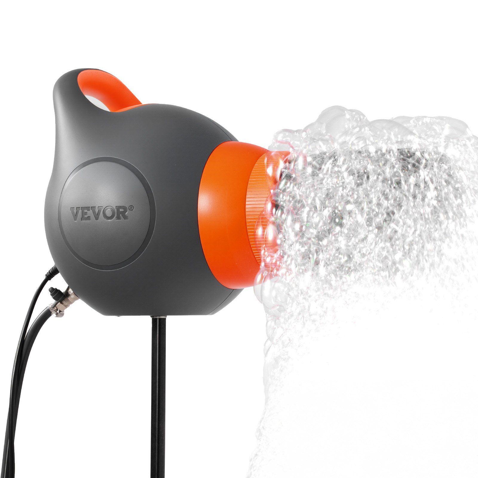 VEVOR Máquina de Espuma con Efecto de Escenario 115 W, Cañón de Burbujas para Fiestas, con Soporte de Trípode Telescópico, para Eventos Celebraciones Cumpleaños en Piscinas Jardines, Gris y Naranja