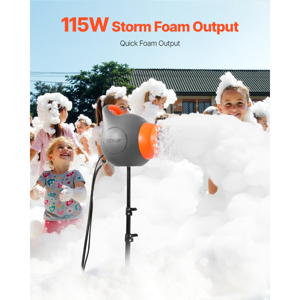 VEVOR Cañón de Espuma para Fiestas de 120 W, Máquina de Espuma Portátil con Soporte de Trípode para Patio, Piscina, Eventos al Aire Libre, Actividad de Cumpleaños, Celebraciones, Gris y Naranja