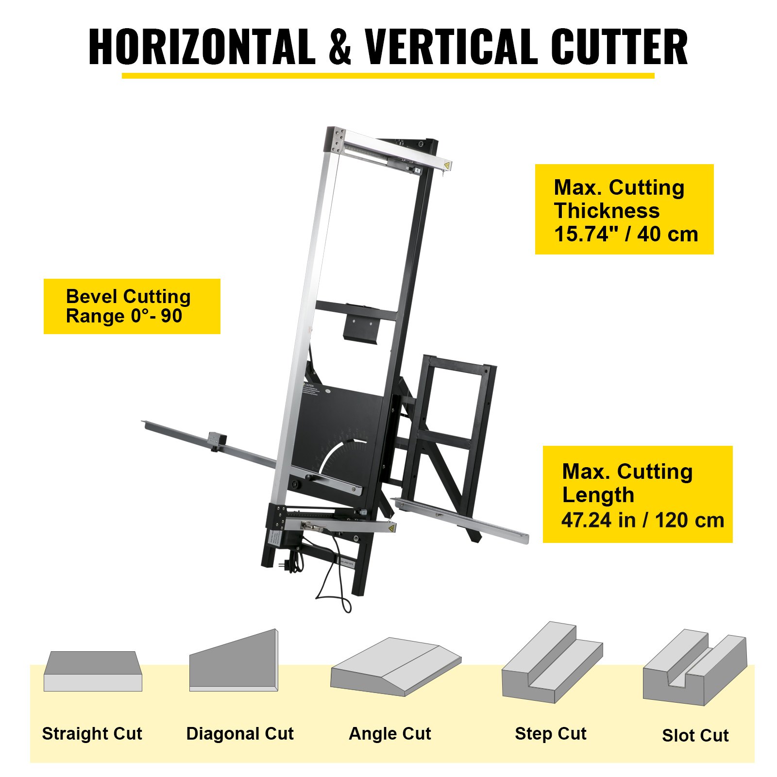 VEVOR Máquina Cortadora de Espuma Longitud de Corte 120 cm con Cuchillo Caliente