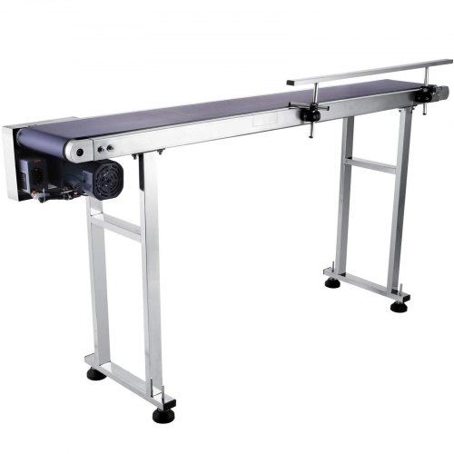 VEVOR Transportador de Cinta de PVC de 150 cm x 20 cm, Velocidad 0-25 m / min., Cinta Transportadora de Motor con Panel de Control Automático de Acero Inoxidable con Barandilla Ajustable