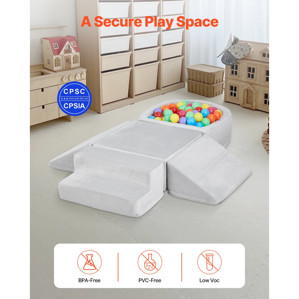 VEVOR Soft Building Blocks, 5-piece set, foam building blocks for children from 6 months to 3 years, with ball pit (balls not included), indoor climbing and crawling activity play set