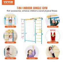 VEVOR Gimnasio de Interior 7 en 1 Juego de Escalada para Niños, Multicolor