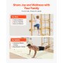 VEVOR Escalera Sueca de Gimnasio con Barras de Madera Maciza 12 Niveles Juego de Escalada Capacidad de 100 kg Montaje de Pared con Anillas de Gimnasio, Tobogán, Columpio para Hogar, Sala de Juegos