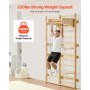 VEVOR Escalera Sueca de Gimnasio con Barras de Madera Maciza 12 Niveles Juego de Escalada Capacidad de 100 kg Montaje de Pared con Anillas de Gimnasio, Tobogán, Columpio para Hogar, Sala de Juegos